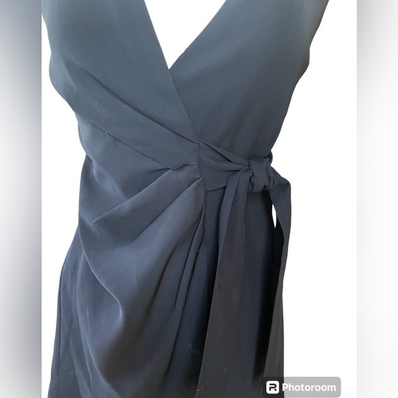 Zara Surplice Wrap Dress Tortoise Shell O-Ring Dress In Black Size Small - Picture 3 of 8